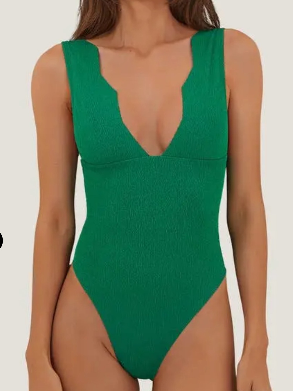 Vix Paula Hermanny Firenze Dakota Scallop One- Piece Swimsuit Green SIze Medium